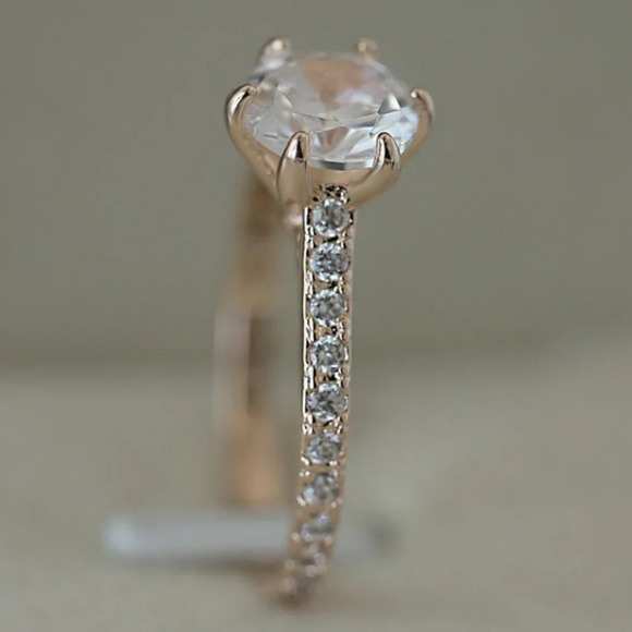 Simple Crystal Clear Round Pure Zircon Thin Rings for Women, EVGG1458 - Picture 1 of 5